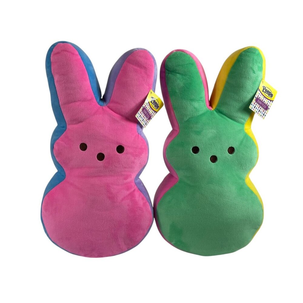 Peeps Pastel Marshmallow‎ Easter Bunnies Plush 16" Stuffed Toy Lovey